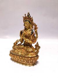 [monastery Quality] Buddhist Statue Of Chenrezig [full Fire Gold Plated], [painted Face]