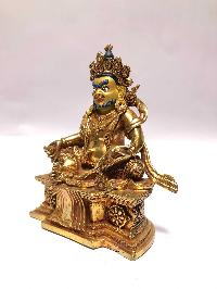 [monastery Quality] Buddhist Statue Of Yellow Jambhala [full Fire Gold Plated], [painted Face]