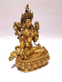 [monastery Quality] Buddhist Statue Of White Tara [full Fire Gold Plated], [painted Face]