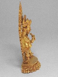 Nepali Small Statue Of Vajrapani [chana Dorje], [full Gold Plated]