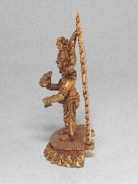 Nepali Small Statue Of Mahakala Panjaranatha Two Arms, [full Gold Plated]