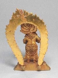 Nepali Small Statue Of Mahakala Panjaranatha Two Arms, [full Gold Plated]