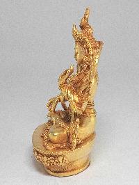 Nepali Small Statue Of White Tara, [full Gold Plated]