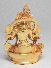 Nepali Small Statue Of White Tara, [full Gold Plated]