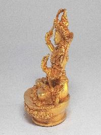 Nepali Small Statue Of Manjushri, [full Gold Plated]