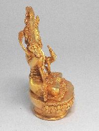 Nepali Small Statue Of Manjushri, [full Gold Plated]