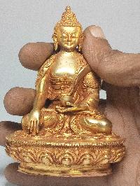 Nepali Small Statue Of Shakyamuni Buddha, [full Gold Plated]