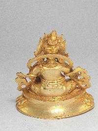 Nepali Small Statue Of Yellow Jambhala, [full Gold Plated]