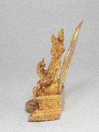 Nepali Small Statue Of Maitreya Buddha, [full Gold Plated]