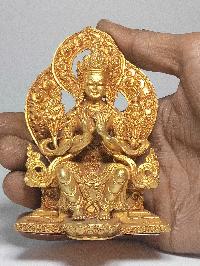 Nepali Small Statue Of Maitreya Buddha, [full Gold Plated]