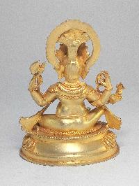 Nepali Small Statue Of Ganesh, [full Gold Plated]