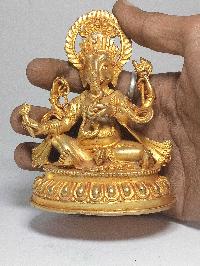 Nepali Small Statue Of Ganesh, [full Gold Plated]