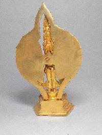 Nepali Small Statue Of Avalokiteshvara, Chenrezig, [full Gold Plated]