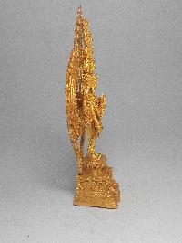 Nepali Small Statue Of Avalokiteshvara, Chenrezig, [full Gold Plated]