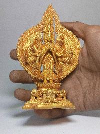 Nepali Small Statue Of Avalokiteshvara, Chenrezig, [full Gold Plated]