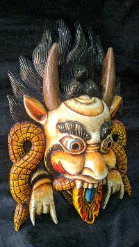 Handmade Wooden Mask Of Chephy, [painted White], Poplar Wood