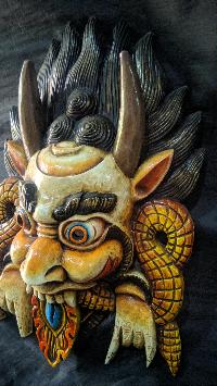 Handmade Wooden Mask Of Chephy, [painted White], Poplar Wood