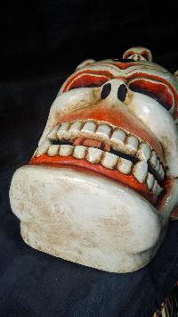 Handmade Wooden Mask Of Mahakal, [painted White], Poplar Wood