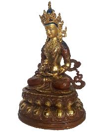 Buddhist Handmade Statue Of Aparimita [partly Gold Plated], [painted Face], Chepame, Amitayus