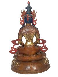 Buddhist Handmade Statue Of Aparimita [partly Gold Plated], [painted Face], Chepame, Amitayus