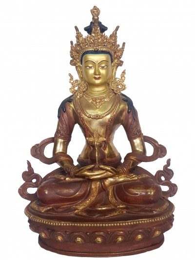 Statue Of Aparimita, [partly Gold Plated], [painted Face], Chepame, Amitayus