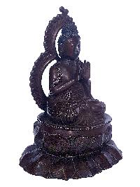 Old Japanese Style Statue Of Blessing Buddha, [chocolate Oxidation]