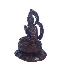 Old Japanese Style Statue Of Blessing Buddha, [chocolate Oxidation]