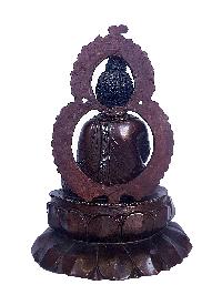 Old Japanese Style Statue Of Blessing Buddha, [chocolate Oxidation]