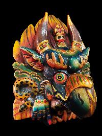 Garuda Mask, Handmade Wooden Mask Of Garuda, [painted Blue], Poplar Wood