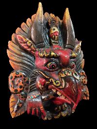 Garuda Mask, Handmade Wooden Big Mask Of Garuda, [painted Red], Poplar Wood