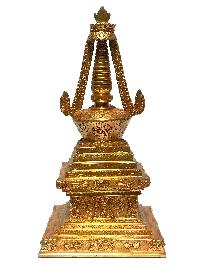 [monastery Quality] Enlightenment Stupa - Jangchub Chorten- Chaitya- Chiba, [fire Full Gold Plated]