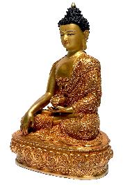 [monastery Quality] Statue Of Shakyamuni Buddha, [fire Full Gold Plated], With [painted Face]