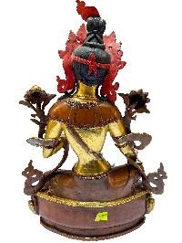 Nepali Statue Of Green Tara, [partly Gold Plated]