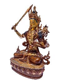 Nepali Statue Of Manjushri, [partly Gold Plated]