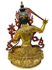 Nepali Statue Of Manjushri, [copper Gold Plated]