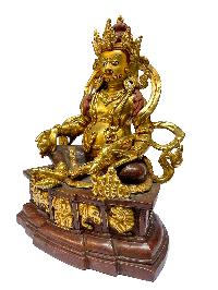 Nepali Statue Of Yellow Jambhala, [copper Gold Plated]