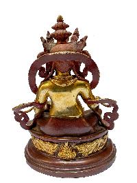 Nepali Statue Of Yellow Jambhala, [copper Gold Plated]