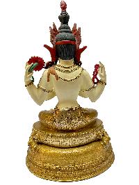 Nepali Statue Of Chenrezig, [copper Gold Plated]