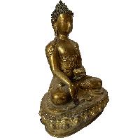 Nepali Statue Of Shakyamuni Buddha, [copper Gold Plated], [antique Finishing]