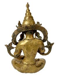 Nepali Statue Of Vajrasattva, [copper Gold Plated], [antique Finishing]