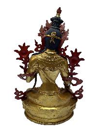 Nepali Statue Of White Tara, [full Fire Gold Plated]