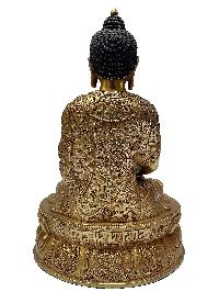 Nepali Statue Of Shakyamuni Buddha, [full Gold Plated], With Deep Carving