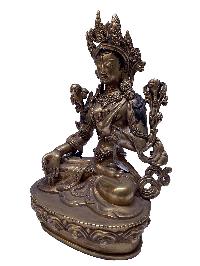 Nepali Statue Of White Tara, [copper Gold Plated]