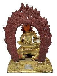 Nepali Statue Of Lion Namtose Vaisravana Jambhala, [full Gold Plated]