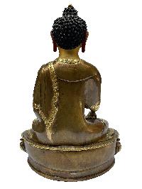 Nepali Statue Of Shakyamuni Buddha, [partly Gold Plated], [painted Face]