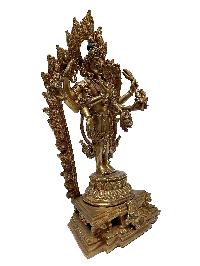 Nepali Statue Of Avalokitesvara, [full Gold Plated]