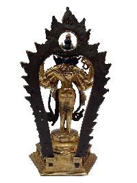 Nepali Statue Of Avalokitesvara, [full Gold Plated]