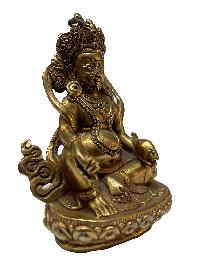 Nepali Statue Of Yellow Jambhala, [full Gold Plated]