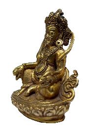 Nepali Statue Of Yellow Jambhala, [full Gold Plated]