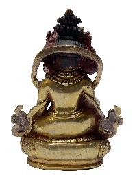 Nepali Statue Of Yellow Jambhala, [full Gold Plated]